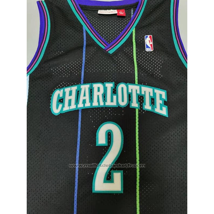 Maillot Charlotte Hornets Larry Johnson #2 Mitchell & Ness 1992-93 Noir
